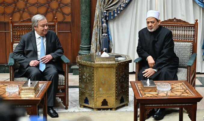 Grand Syaikh Al Azhar Sambut Kunjungan Sekjen PBB Antonio Guterres di Kairo, Bahas Gaza